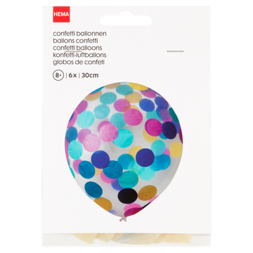 agentschap Uitstekend voorzetsel HEMA Confetti Ballonnen 30 cm 6 Stuks bestellen? - Huishouden, dieren,  servicebalie — Jumbo Supermarkten