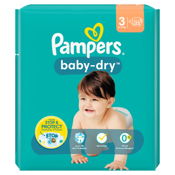 Pampers Baby-Dry Maat 3, 25 Luiers, 6kg-10kg - Baby, peuter — Jumbo Supermarkten