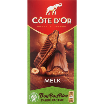 Cote dapos Or BonBonBloc Chocoladereep Melk Praline Hazelnoot 200g
