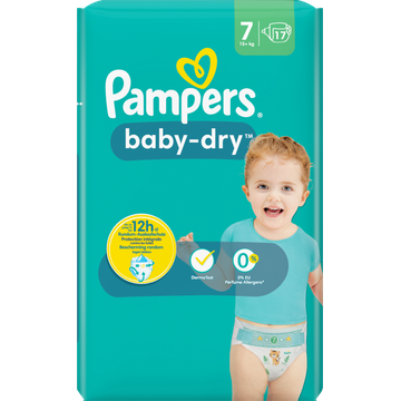 Onbemand zonde feit Pampers Baby-Dry Maat 7, 17 Luiers bestellen? - Baby, peuter — Jumbo  Supermarkten